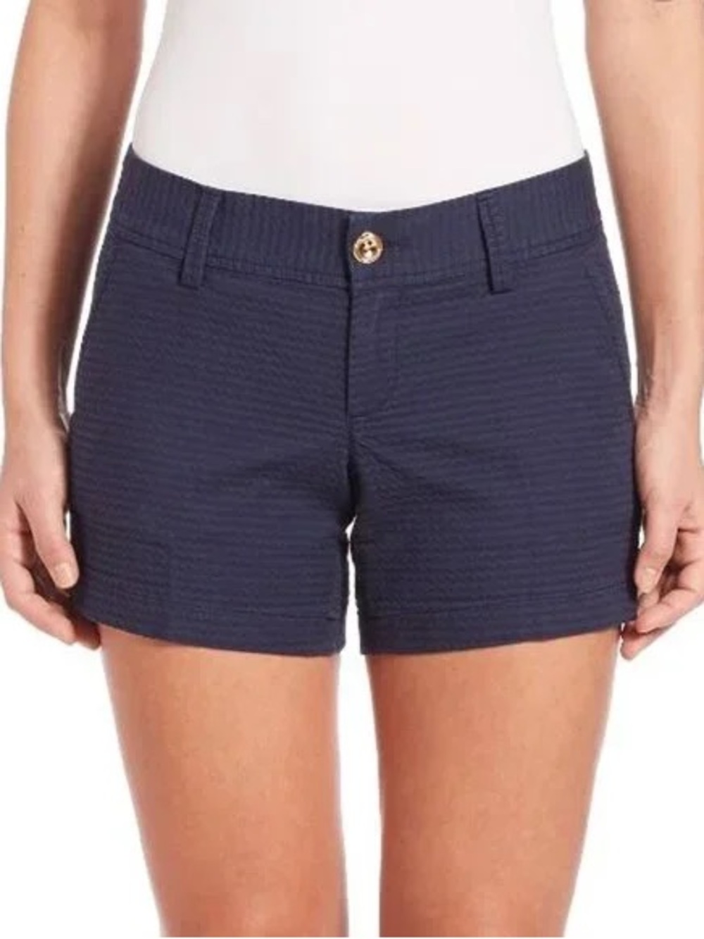 Lilly Pulitzer Callahan Shorts Navy Textured Cotton Size 6‎